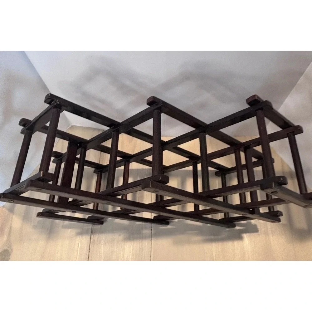 Vintage Wood‎ Accordion Folding Wine Rack 10 Bottle Capacity Dark Brown Espresso